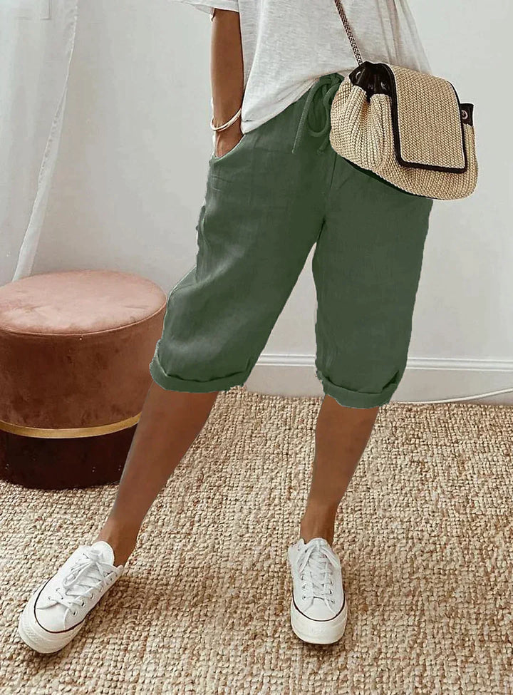 Fashionable summer linen women's trousers - Lina-Green-XS-Nora Luxe