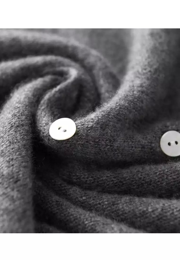 Fashionable Sweater with Stylish Button Closure - Elisa-S-Gray-Nora Luxe
