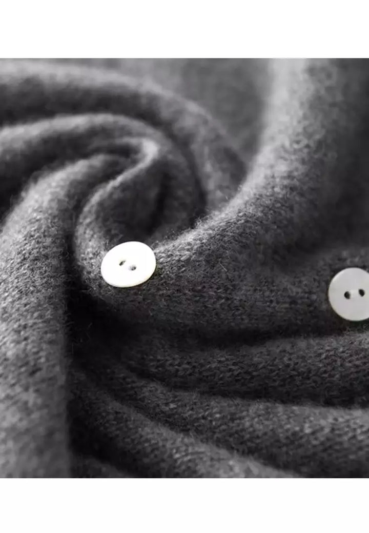 Fashionable Sweater with Stylish Button Closure - Elisa-S-Gray-Nora Luxe