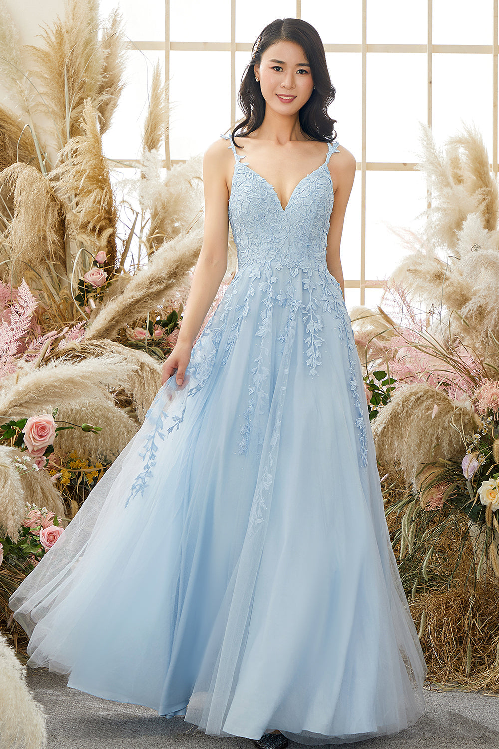 Fashionable Tulle Evening Dress with Embellishments - Victoria-Blue-0-Nora Luxe