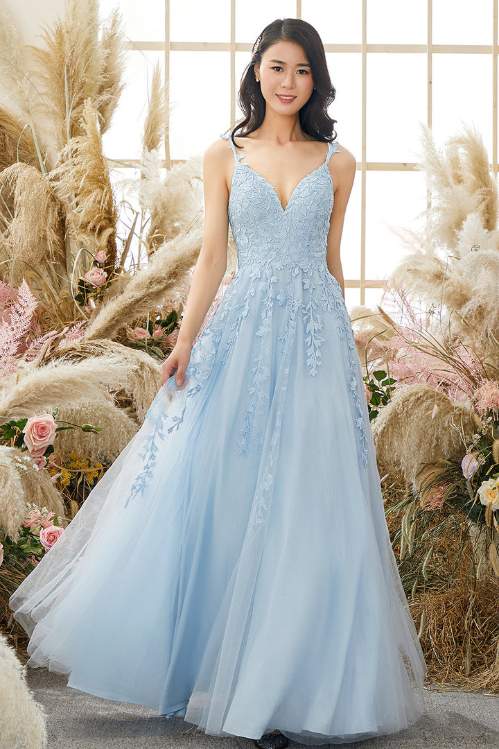 Fashionable Tulle Evening Dress with Embellishments - Victoria-Blue-0-Nora Luxe