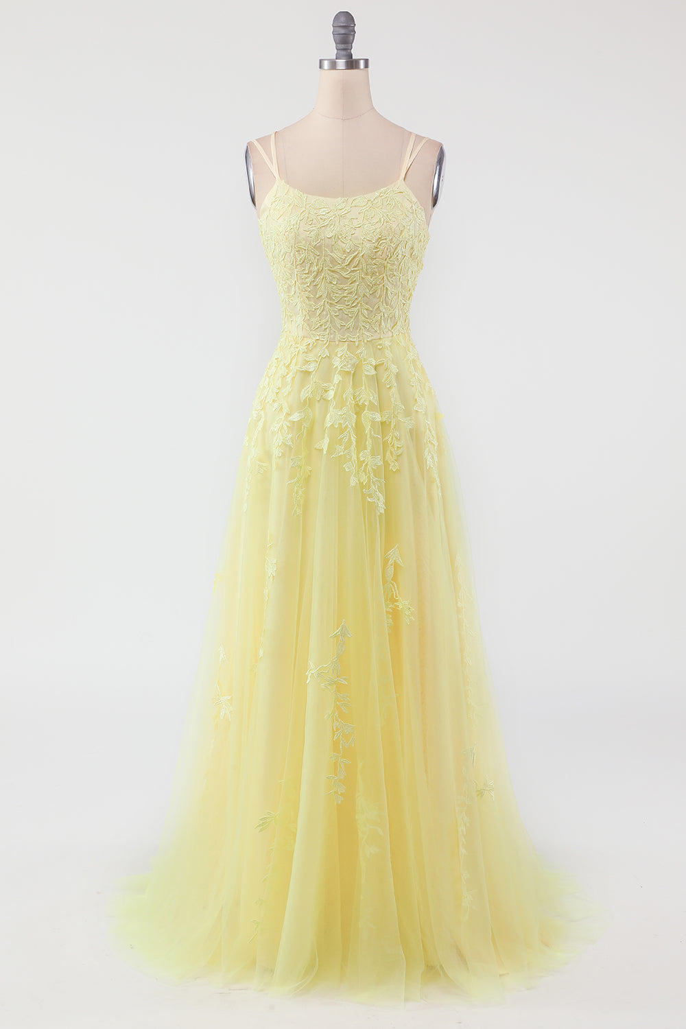 Fashionable Tulle Evening Dress with Embellishments - Victoria-Yellow-0-Nora Luxe