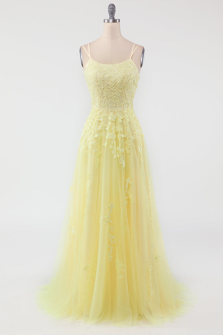 Fashionable Tulle Evening Dress with Embellishments - Victoria-Yellow-0-Nora Luxe