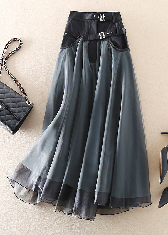 Fashionable Tulle Patchwork Long Skirt - Allegra-Gray-S-Nora Luxe