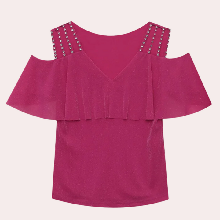 Fashionable V-Neck Blouse for Women - Elvira-Black-XS-Nora Luxe