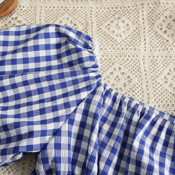 Fashionable women's dress with square neckline & puff sleeves - Selina-Green-Nora Luxe