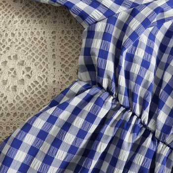 Fashionable women's dress with square neckline & puff sleeves - Selina-Green-Nora Luxe