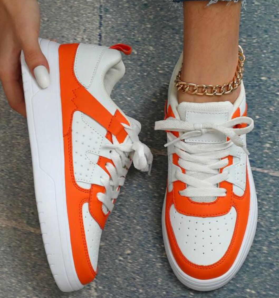 Fashionable Women's Sneakers - Naya-Orange-2.5-Nora Luxe