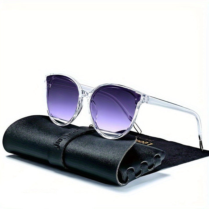 Fashionable women's sunglasses with UV protection – Livia-Transparent frame purple glasses-Nora Luxe