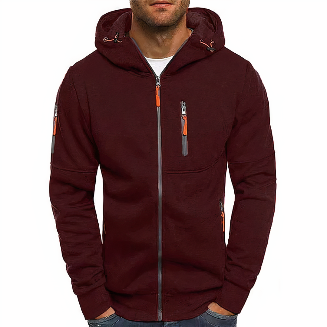 Fashionable zip-up hoodie - Markus-Bordeaux red-S-Nora Luxe