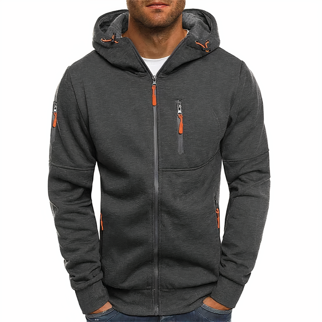 Fashionable zip-up hoodie - Markus-Dark grey-S-Nora Luxe