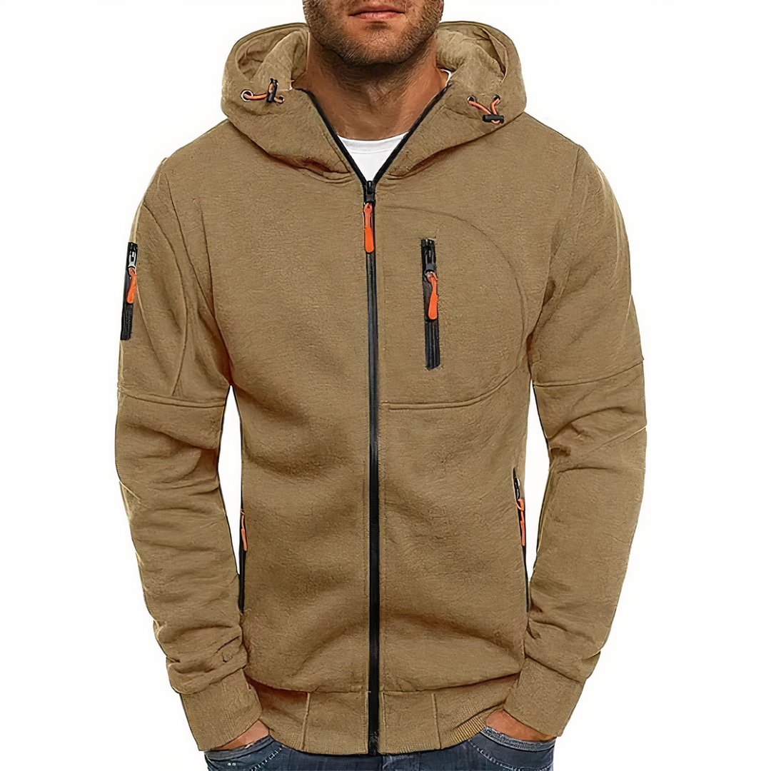 Fashionable zip-up hoodie - Markus-Khaki-S-Nora Luxe