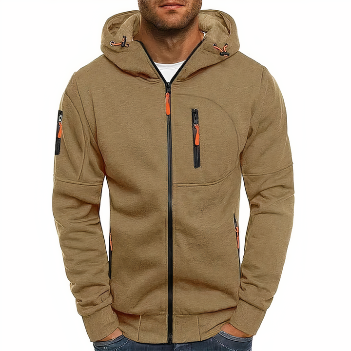 Fashionable zip-up hoodie - Markus-Khaki-S-Nora Luxe