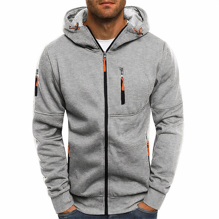 Fashionable zip-up hoodie - Markus-Light blue-S-Nora Luxe