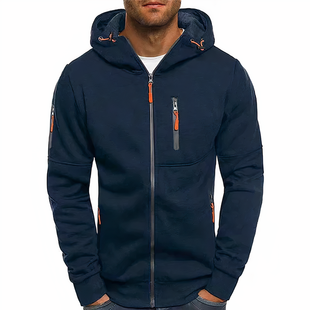 Fashionable zip-up hoodie - Markus-Marine blue-S-Nora Luxe
