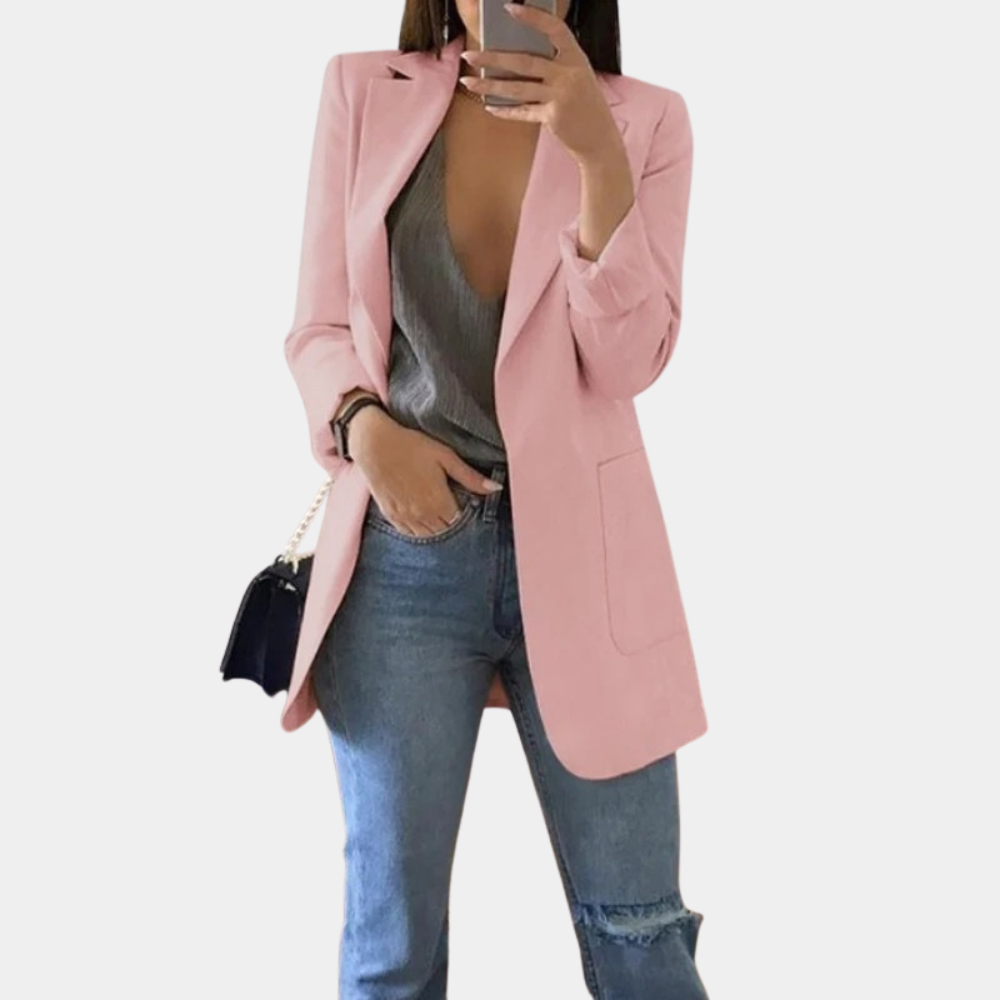 Fentii - Casual Long Blazer for Women-Pink-S-Nora Luxe