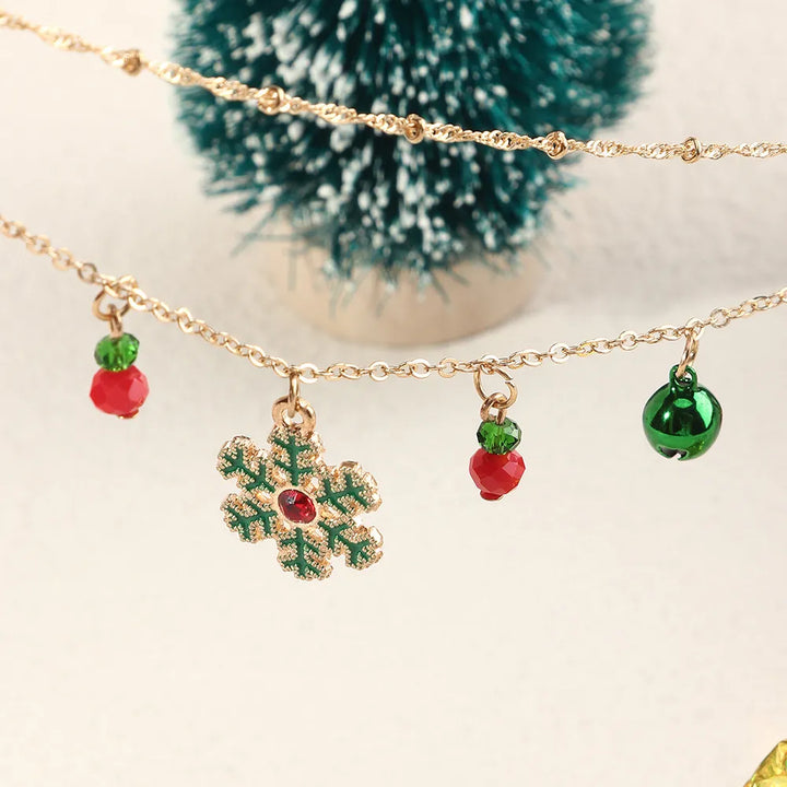 Festive Colourful Snowflake Necklace-Nora Luxe