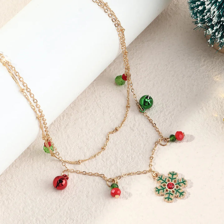 Festive Colourful Snowflake Necklace-Nora Luxe