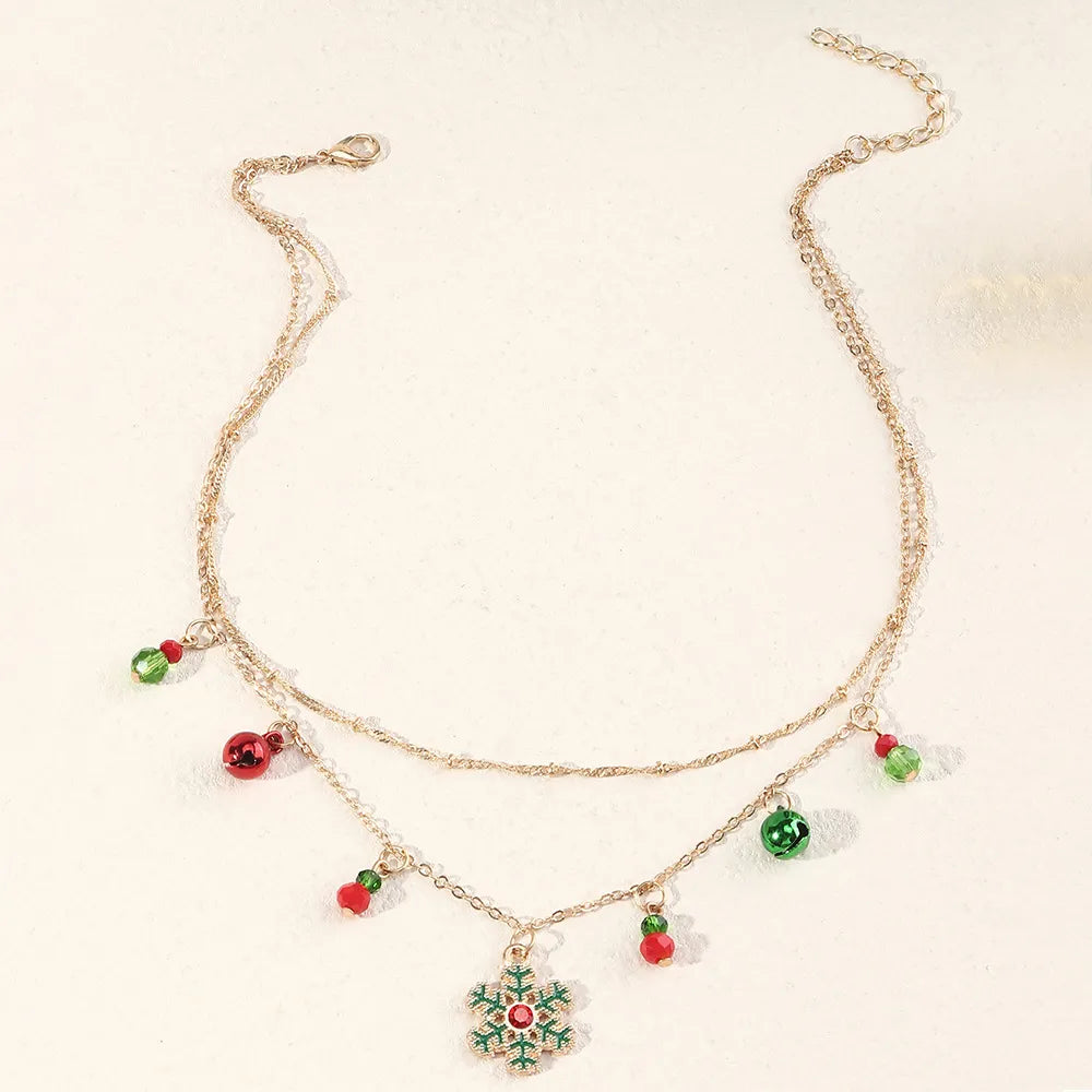 Festive Colourful Snowflake Necklace-Nora Luxe