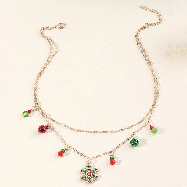 Festive Colourful Snowflake Necklace-Nora Luxe