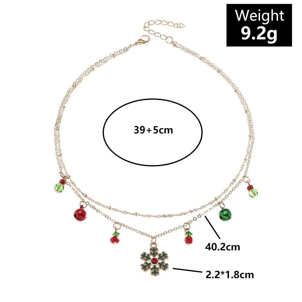 Festive Colourful Snowflake Necklace-Nora Luxe
