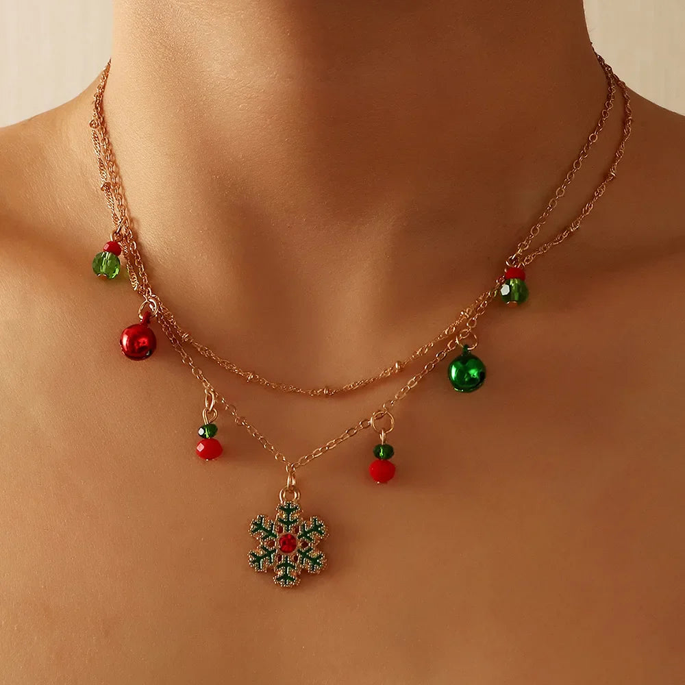 Festive Colourful Snowflake Necklace-Nora Luxe