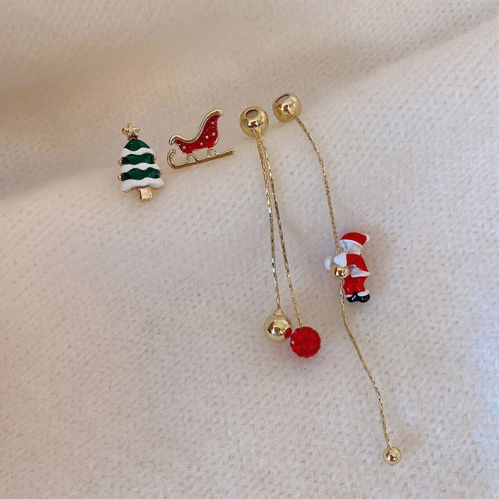 Festive Santa Tassel Earrings | Long Christmas Dangle Jewellery-CHRISTMAS TREE-Nora Luxe