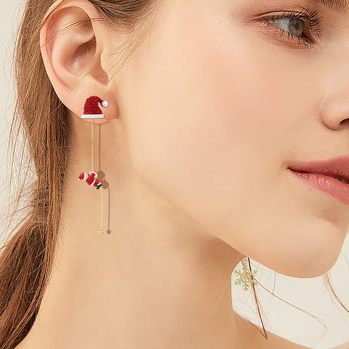 Festive Santa Tassel Earrings | Long Christmas Dangle Jewellery-CHRISTMAS TREE-Nora Luxe