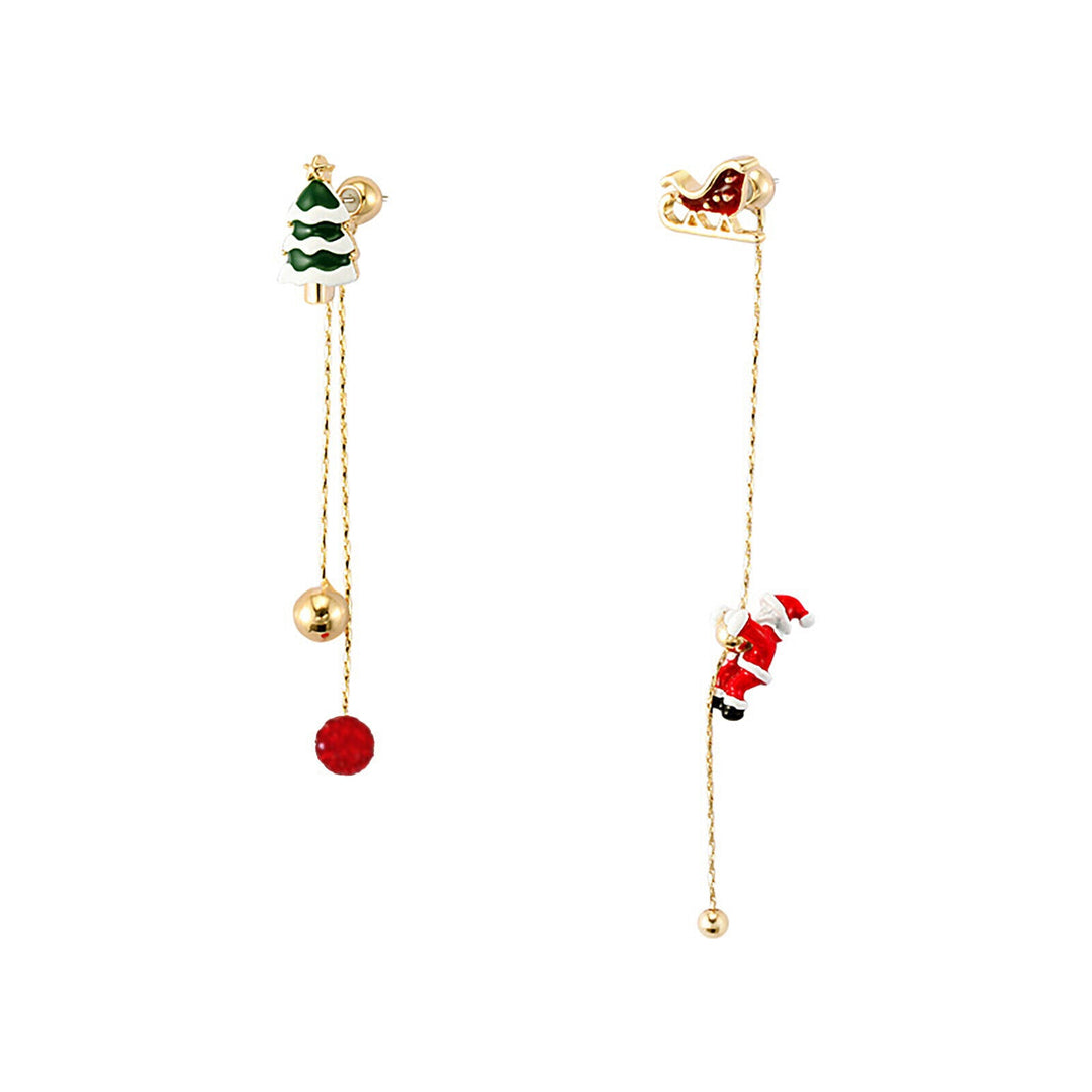 Festive Santa Tassel Earrings | Long Christmas Dangle Jewellery-CHRISTMAS TREE-Nora Luxe