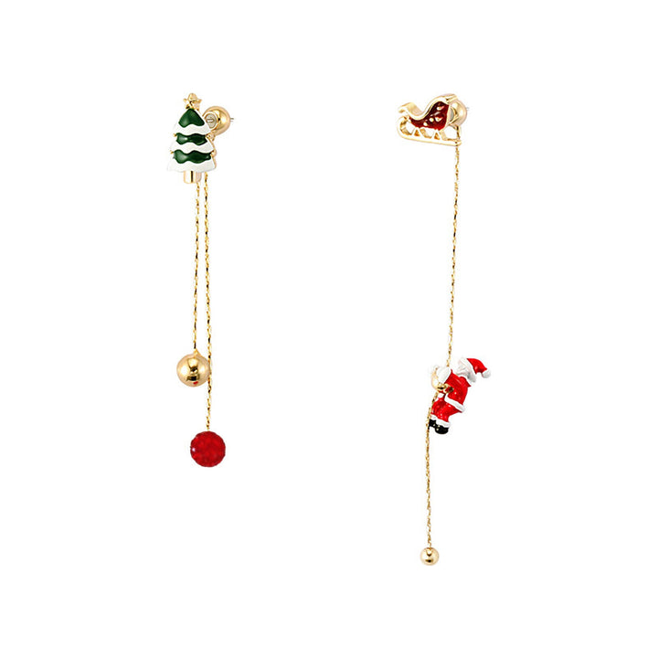 Festive Santa Tassel Earrings | Long Christmas Dangle Jewellery-CHRISTMAS TREE-Nora Luxe