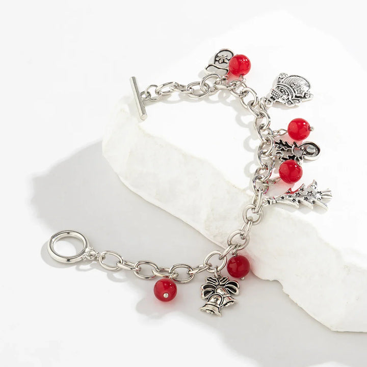 Festive Silver Charm Bracelet-Nora Luxe
