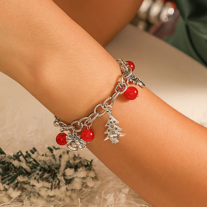 Festive Silver Charm Bracelet-Nora Luxe