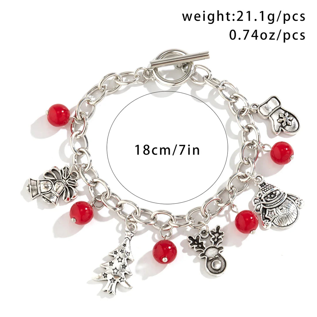 Festive Silver Charm Bracelet-Nora Luxe