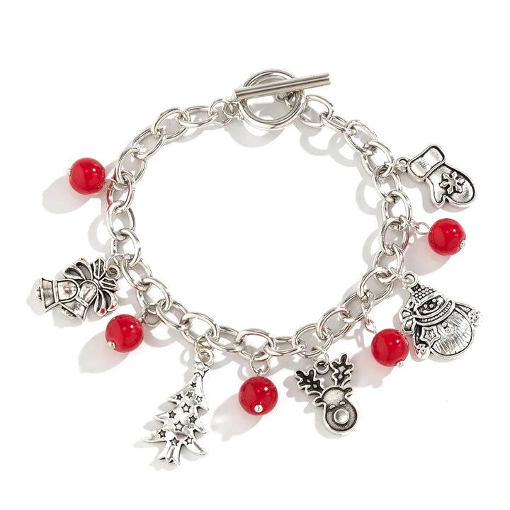 Festive Silver Charm Bracelet-Nora Luxe