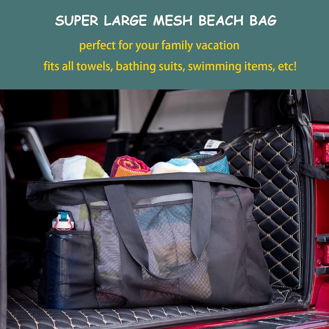 Extra-Large Mesh Beach Tote with Zipper – Sandproof Carryall (Buy 1, Get 1 FREE)