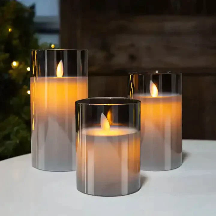 Flameless Candle Set - SerenityGlow-Grey-Nora Luxe