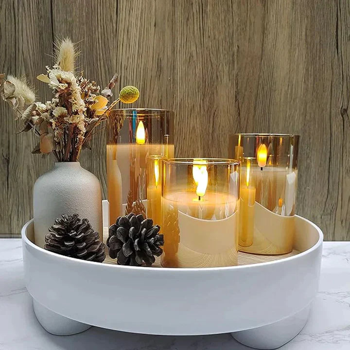 Flameless Candle Set - SerenityGlow-Grey-Nora Luxe