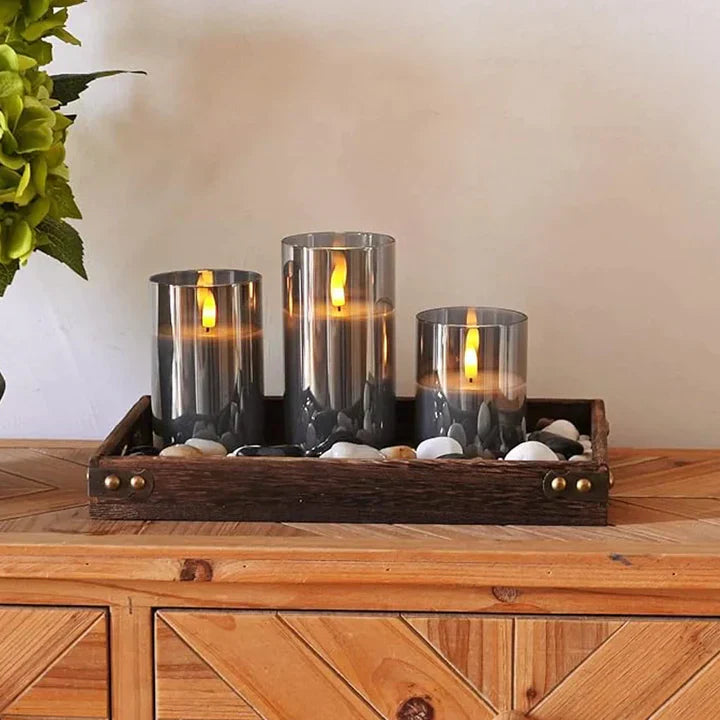 Flameless Candle Set - SerenityGlow-Grey-Nora Luxe