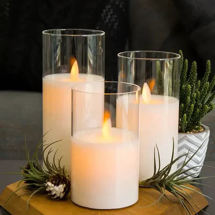 Flameless Candle Set - SerenityGlow-Transparent-Nora Luxe