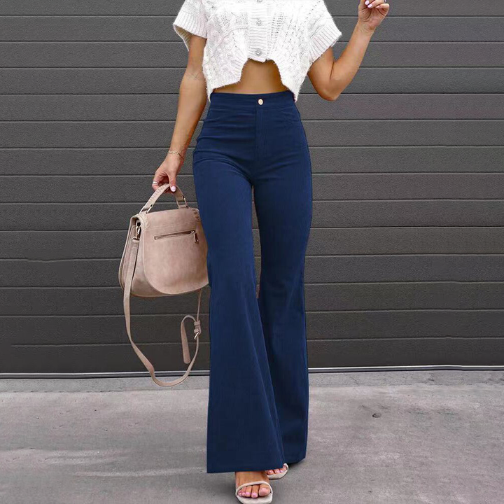 Flared Vogue Style Trousers - Isabella-Royal Blue-S-Nora Luxe