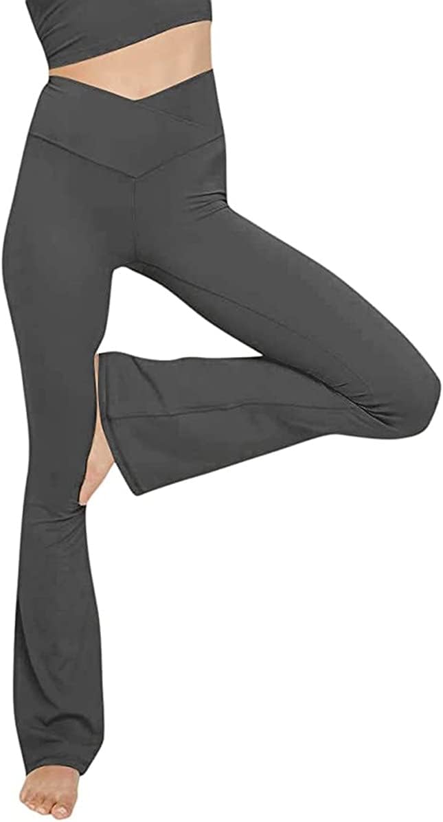 Flared Yoga Leggings - VFit-Dark Gray-2XS-Nora Luxe