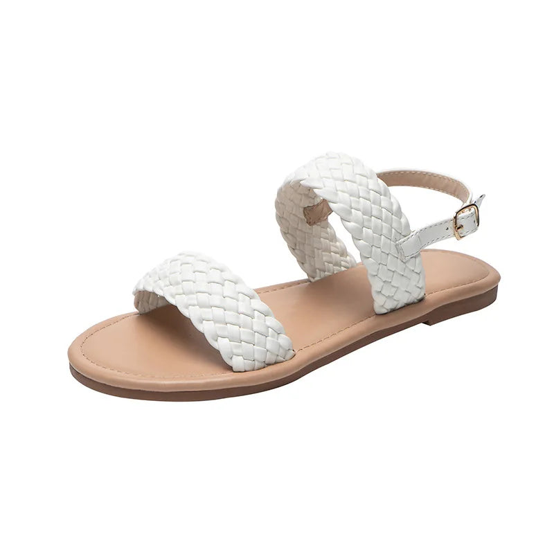 Flat Summer Sandals with Non-Slip Sole – Elina-White-3-State of Style