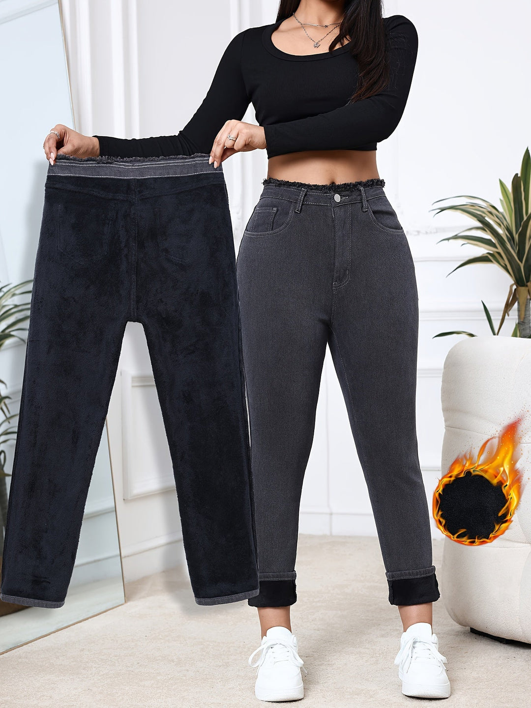 Fleece Lined Skinny Jeans - Eliana-XS-Nora Luxe