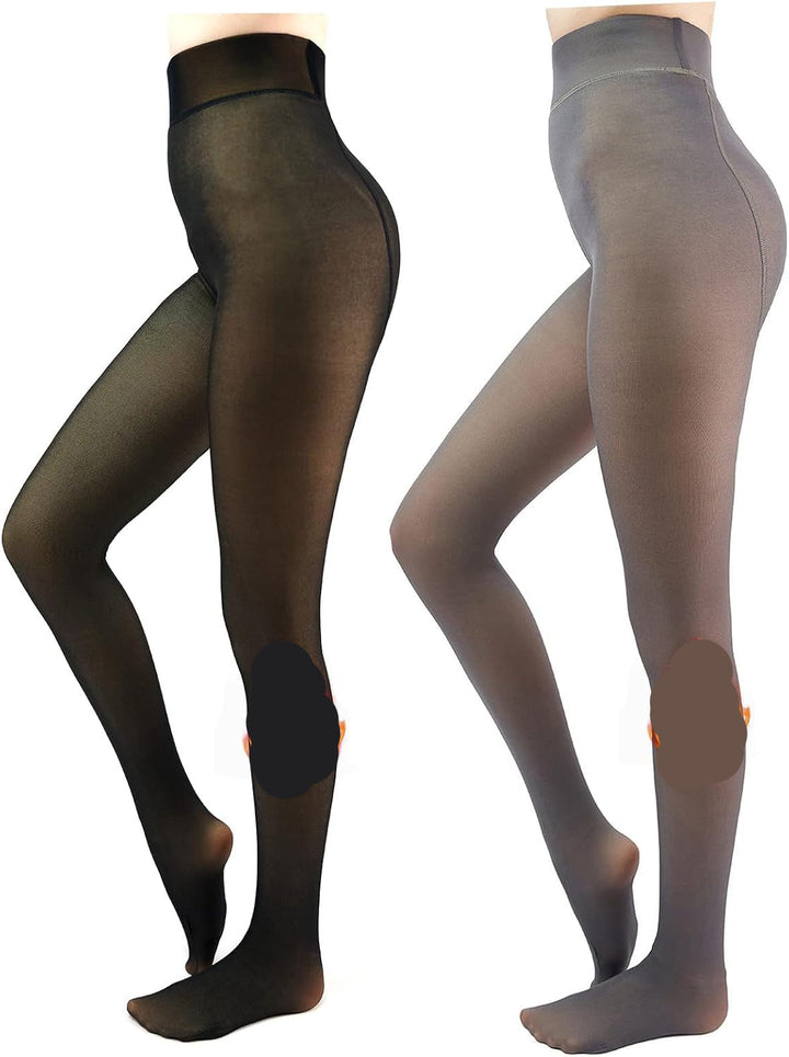 Fleece-lined Tights - Nova-Black + Gray-XS-Nora Luxe