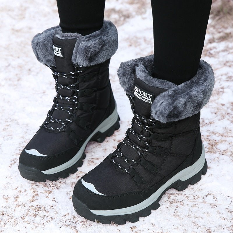 Fleece Lined Warm Snow Boots for Women - Eva-Black-3.0-Nora Luxe