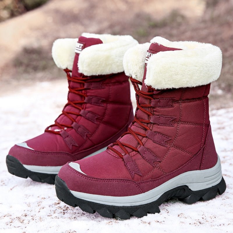 Fleece Lined Warm Snow Boots for Women - Eva-Wine Red-3.0-Nora Luxe