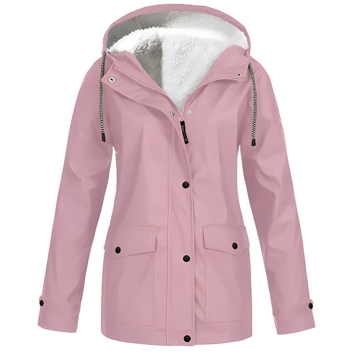 Fleece Lined Women's Rain Jacket - WarmWarder-Pink-S-Nora Luxe