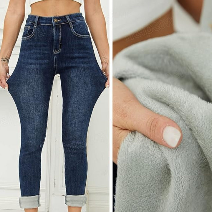 Fleece-Lined Women's Thermal Jeans - Hannah-Black-XS-Nora Luxe