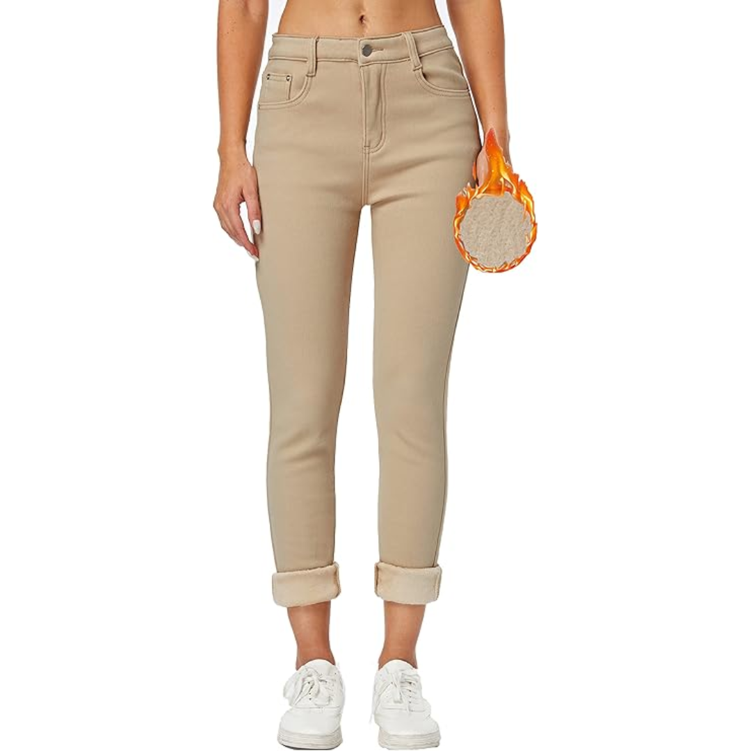 Fleece-Lined Women's Thermal Jeans - Hannah-Black-XS-Nora Luxe