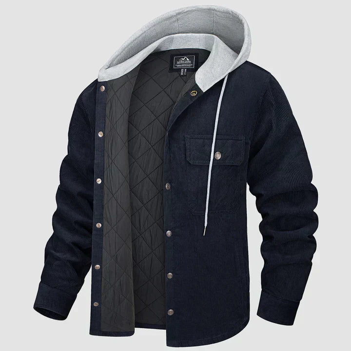 Fleece Men's Jacket with Hood - Nordic-Blue-M-Nora Luxe